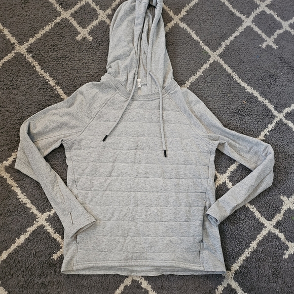 Zyia Active Combo Pocket Sweatshirt Grey Quilted Hooded Size XS - Picture 3 of 8
